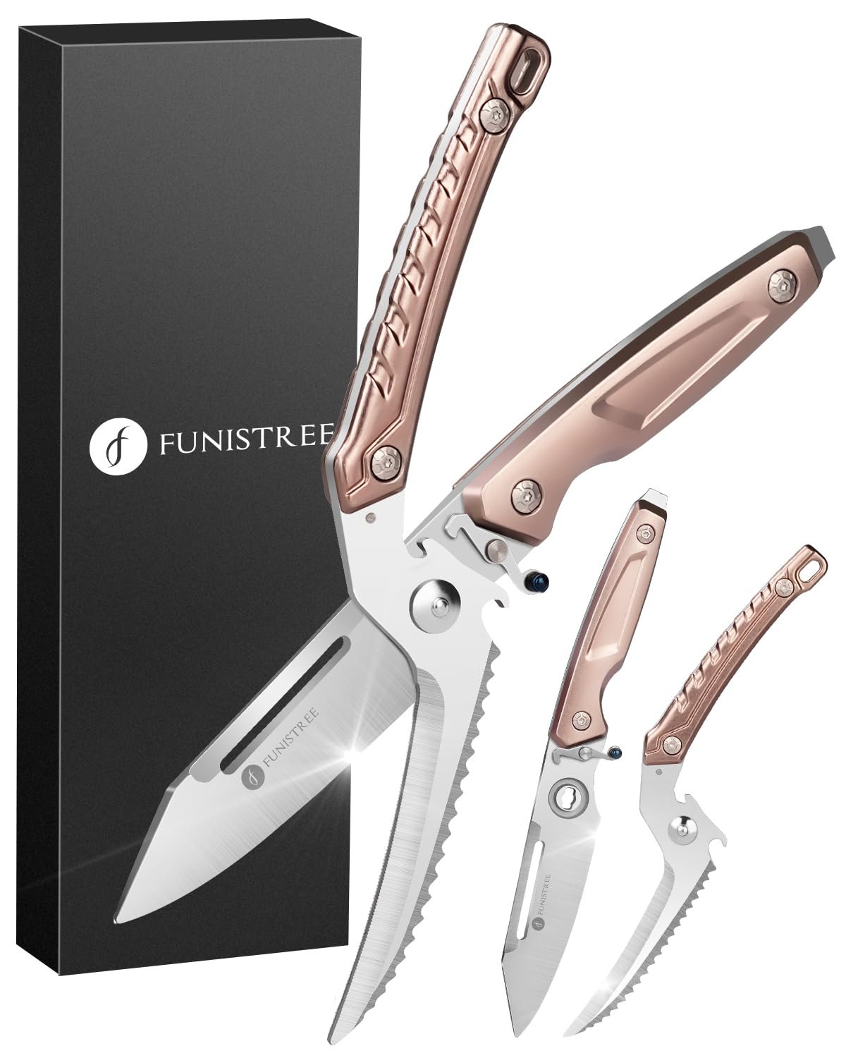 Heavy Duty Poultry Shears - Funistree All Purpose Kitchen Scissors for Food, Serrated Edge, Safety Lock, Utility Detachable Scissors for Cutting Chicken, Turkey, Seafood, Thanksgiving Gifts