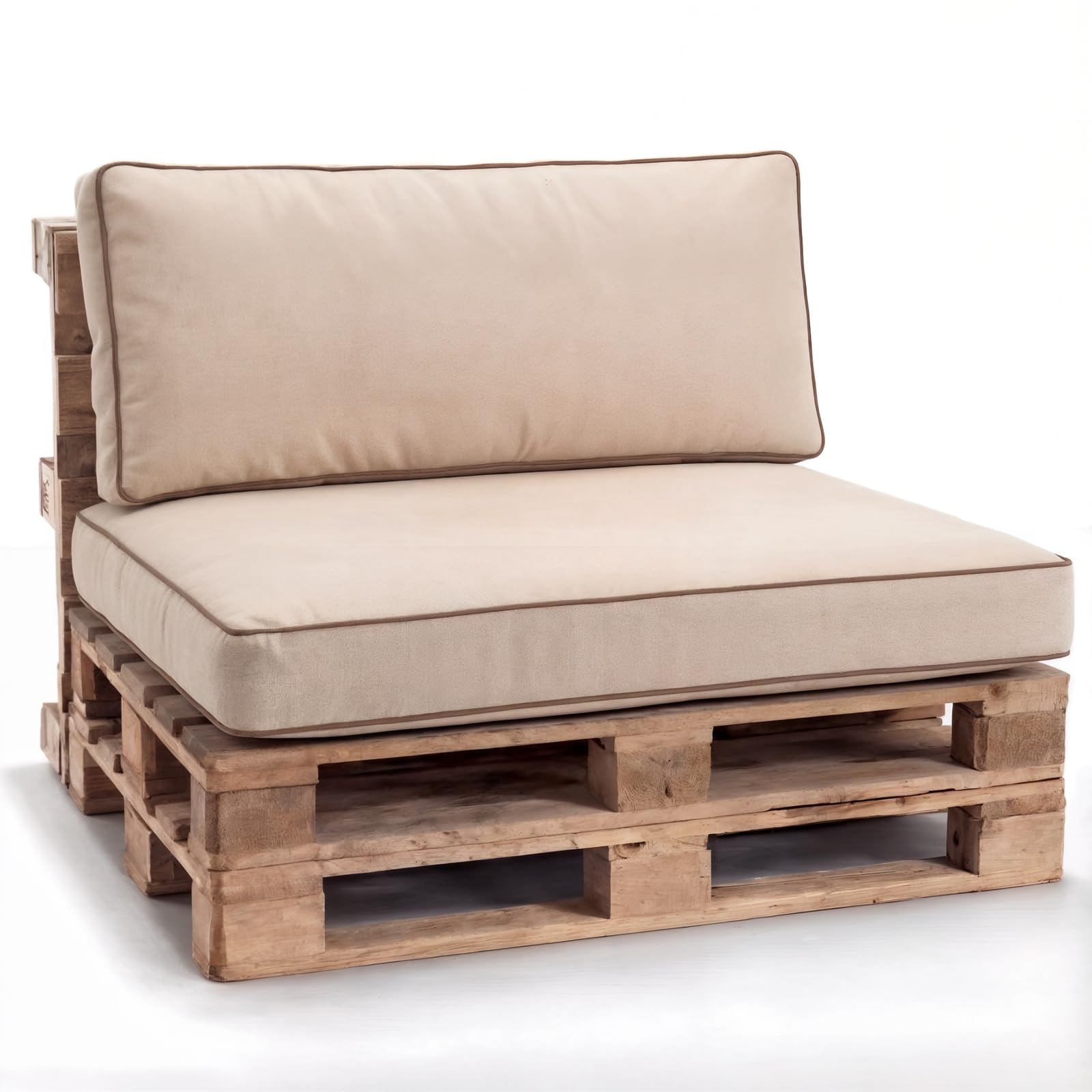 Set di cuscini per pallet da giardino PWK – cuscino angolare 60x40 Crema per europallet
