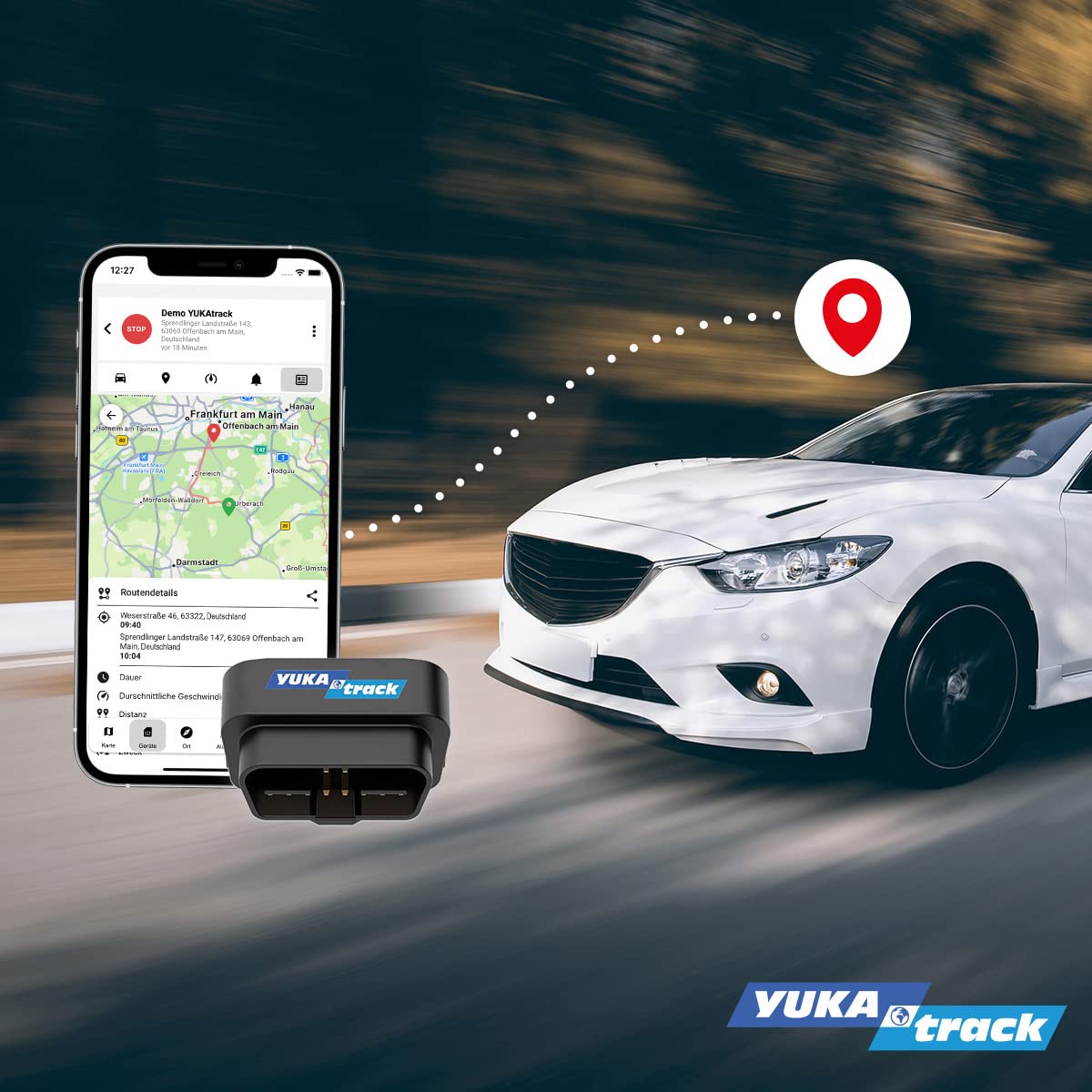 OBD2 GPS Tracker für Auto, LKW und Wohnwagen | SIM-Karte und Datenflat inklusive, Live-Ortung per App, Fahrtenbuch, ohne Abo und Vertrag, direkt am OBD2-Anschluss