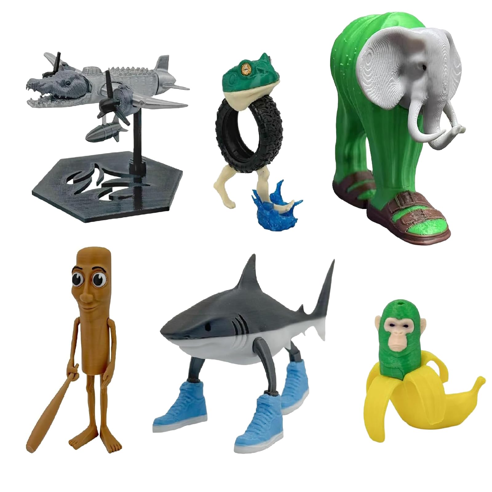 sharkman　トルボー3点セット Tralalero Tralala Desk Decor, Funny 3D Printed Italian Brainrot