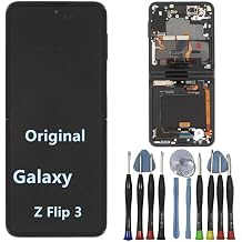 Original AMOLED 6.7" for Samsung Galaxy Z Flip 3 Inner Foldable Screen Replacement Z Flip3 5G SM-F711U SM-F711U1 SM-F711B Display Touch Screen Digitizer Assembly with Black Frame+Tools