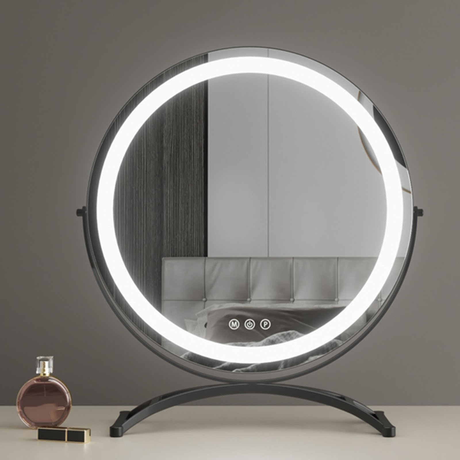 Espejo de tocador redondo con luz LED de 30 cm, ideal para tu rincón de belleza en casa