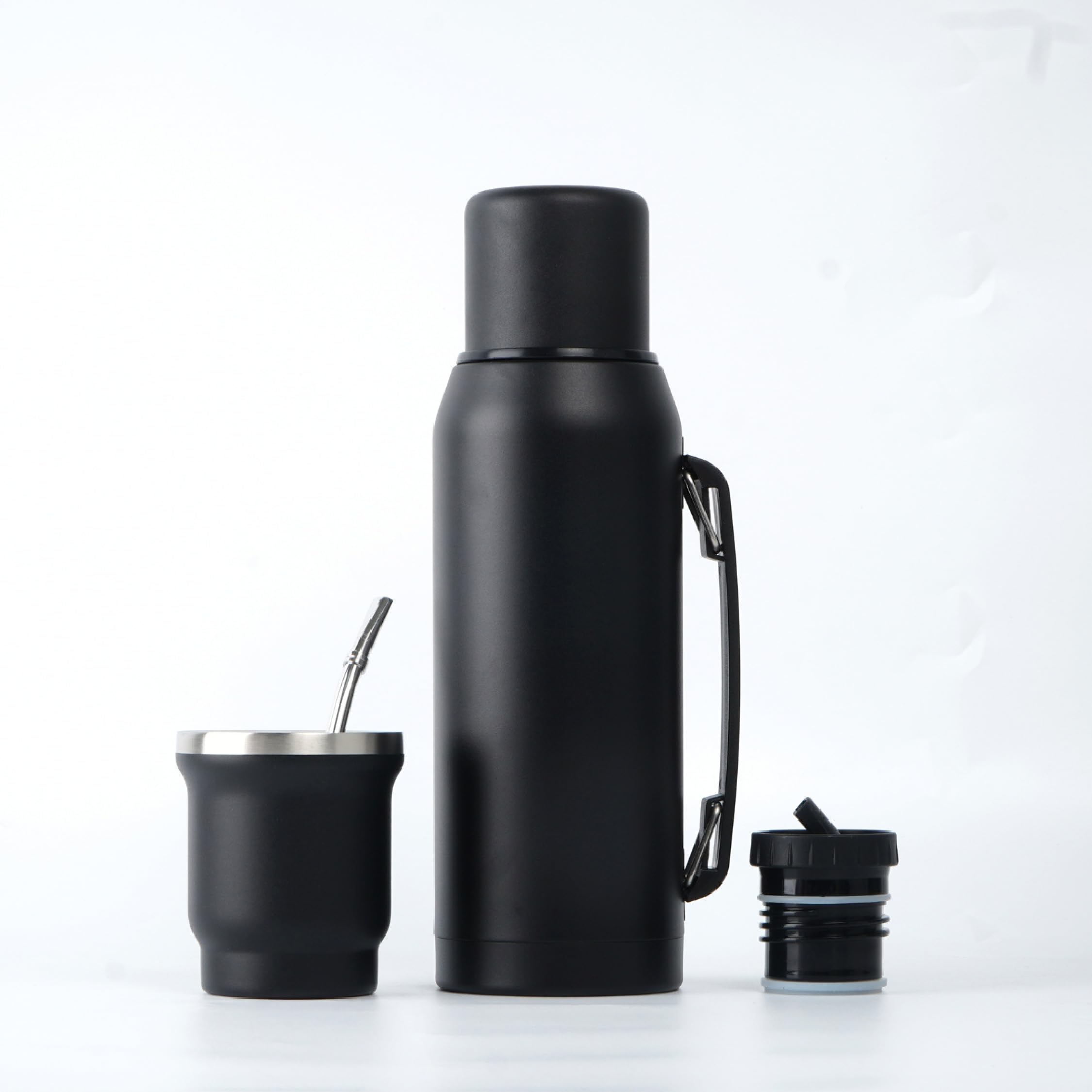 BALIBETOV Yerba Mate Complete Kit - izolowana butelka 1000 ml z wylewką, nowoczesny zestaw mat 270 ml, 1 bombilla ze stali nierdzewnej, zestaw premium