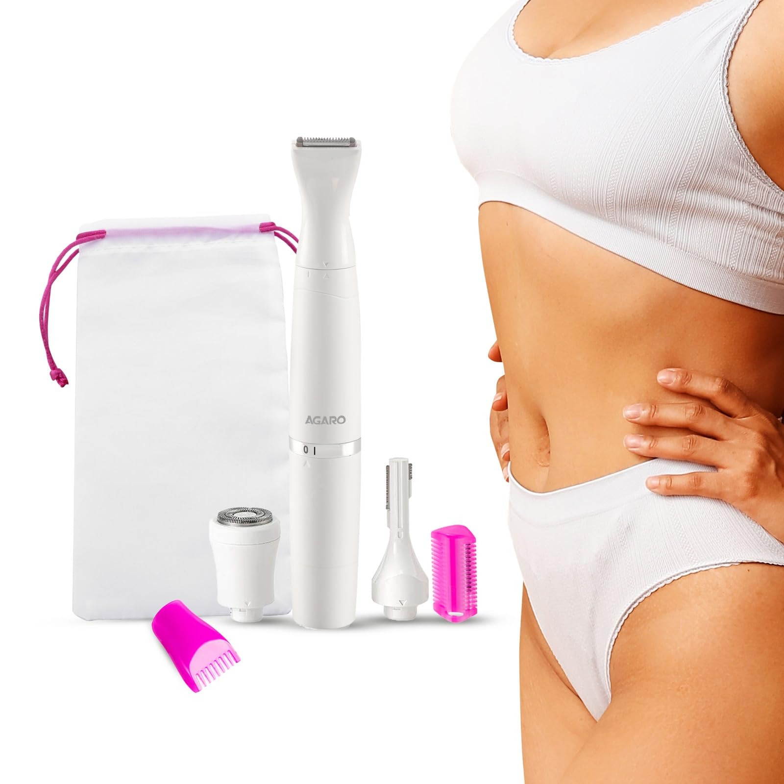 AGARO Rechargeable 3-in-1 Multi Trimmer for Women, for Face, Leg, Eyebrow, Underarms, & Bikini Area, Multipurpose Hair Remover for Women, 120 minutes Runtime, White discount deal