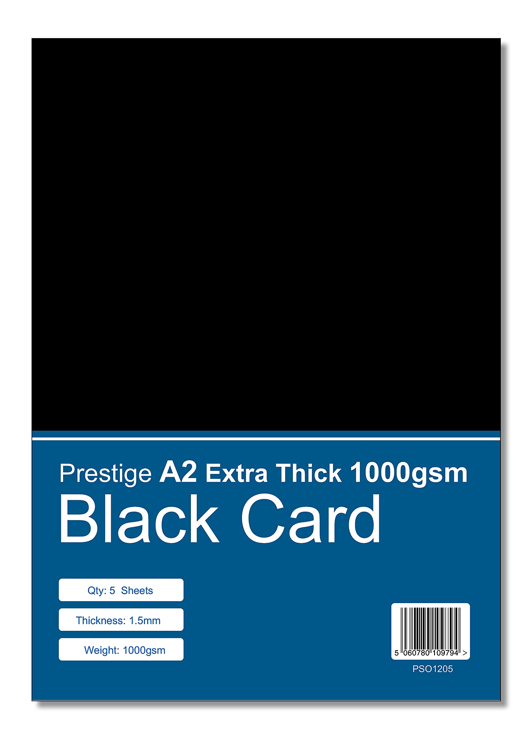Prestige Sales Online Black Card A2 Extra Thick 1000gsm - 1.5mm Thick Mounting Craft Card - 5 Sheets