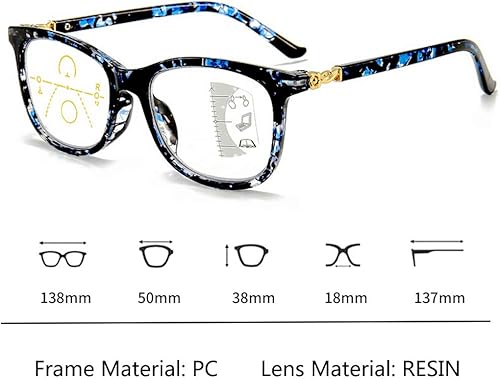 Miniatura 6 de Mwah Gafas de lectura progresivas para mujer, multifocal, bloqueo de luz azul, 3.5 x azul