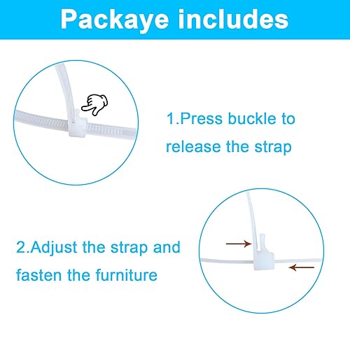 Miniatura 4 de Paquete de 8 anclajes para muebles, correas de anclaje de pared antipunta para muebles a prueba de bebés, correas de anclaje de pared ajustables