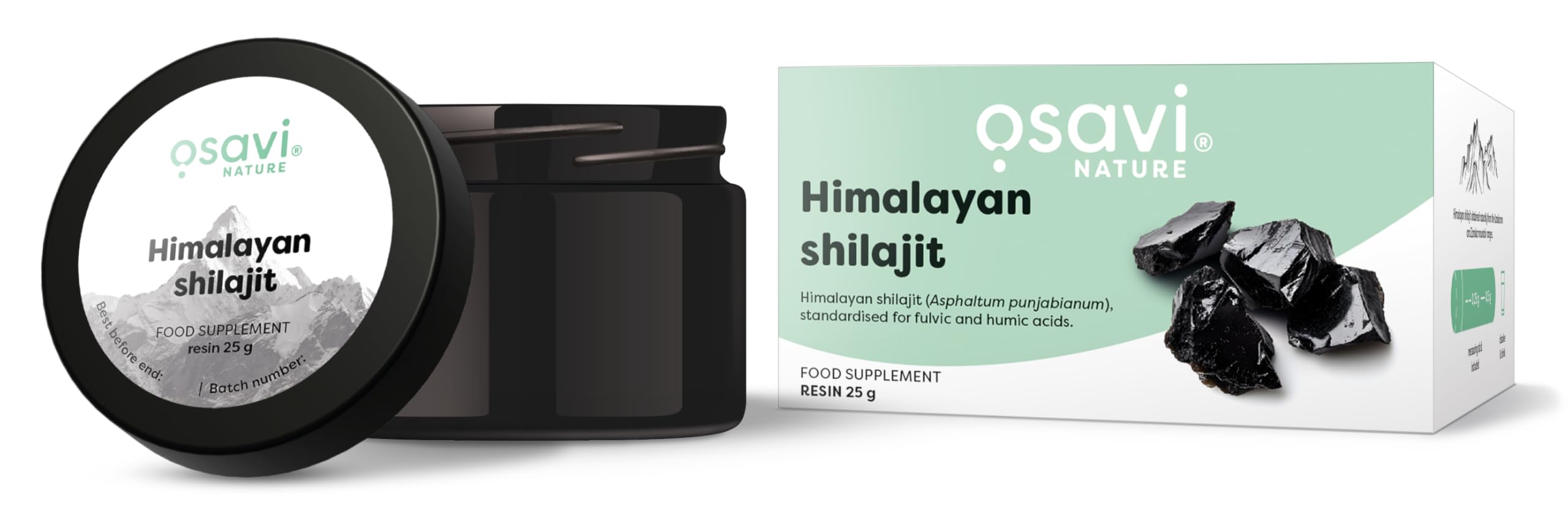 Osavi Himalayan Shilajit – 25 g Resin | 100% Natural Shilajit from the Karakoram & Zanskar Mountains | Rich in Fulvic & Humic Acids for Vitality & Wellness | Eco-Friendly Packaging