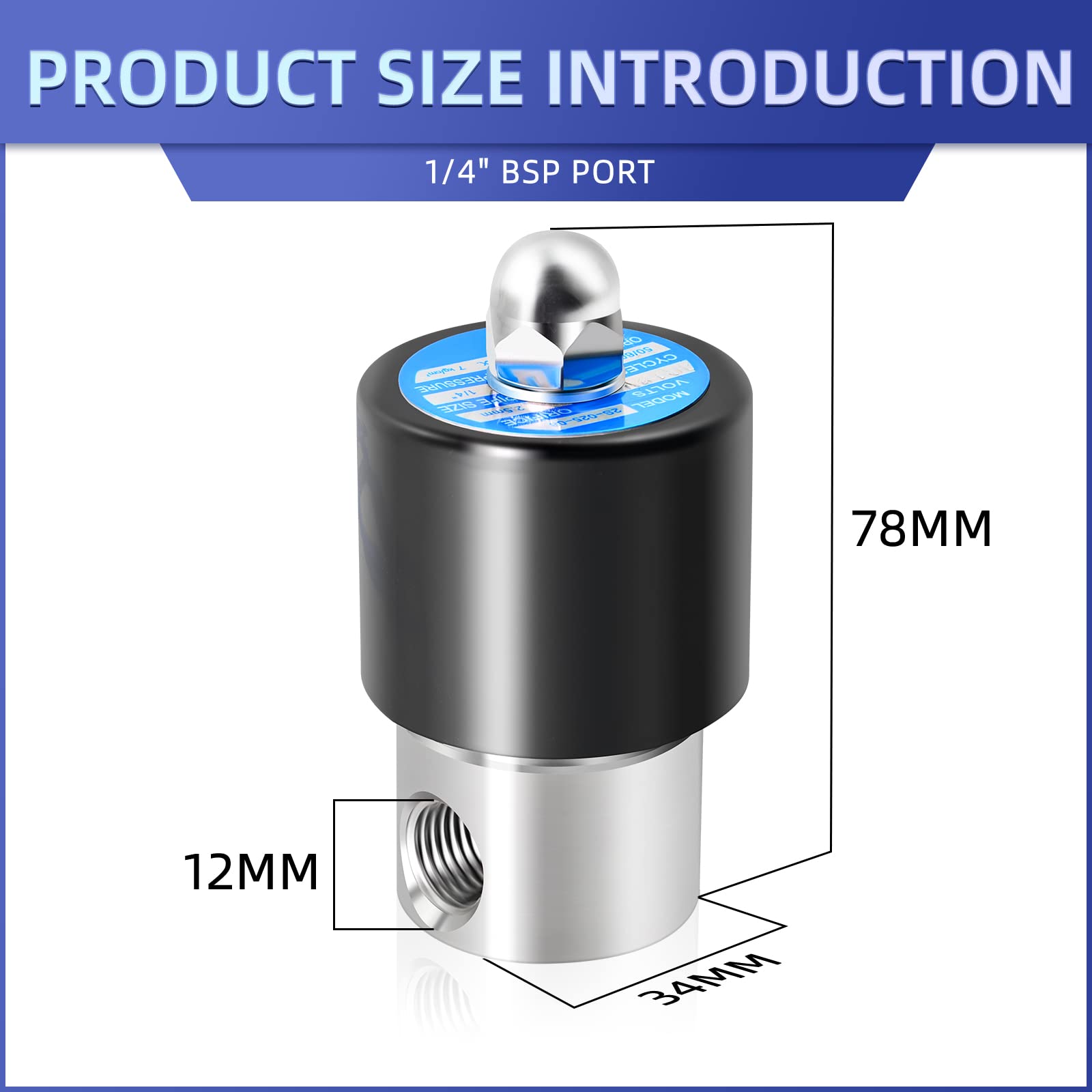 1/4" BSP 12V Électrovanne électrique en acier inoxydable avec connecteur cannelé, adaptée pour l'eau, l'air, le carburant, le gaz fermé