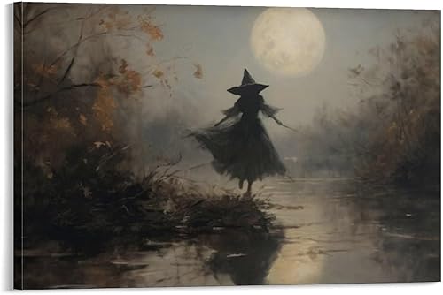 Miniatura 1 de Hermosas impresiones artísticas de arte visual, estéticas de Halloween, impresiones vintage de brujas, brujas, lienzo de brujería, impresiones