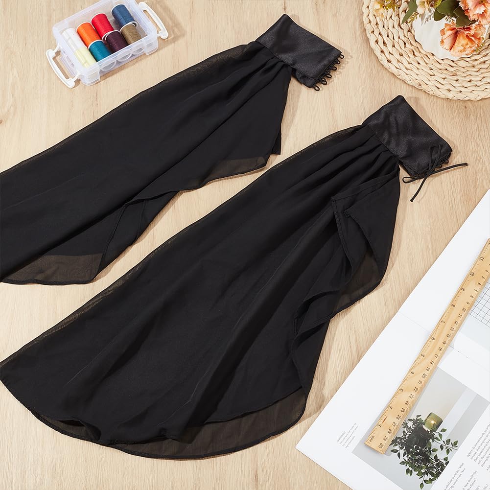 CRAFTYMELODY 1 Pair Women's Long Tulle Opera Gloves Victorian Chiffon Sleeves Arm Cover Glove Gothic Black Polyester Chiffon Detachable Sleeves Garment Costume Accessories for Wedding Dress Party - Image 4