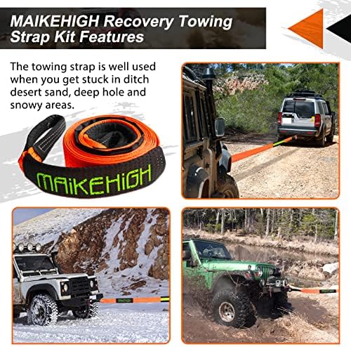 Sangle De Récupération TGL 3 Pouces X 8 Pieds - Capacité 30 000 Lbs - Pour Remorquage 4x4, SUV, Tracteur - Jaune Polyester