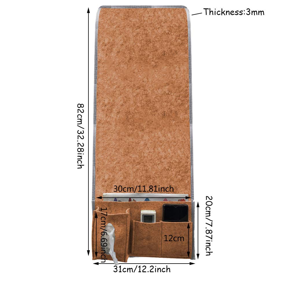 Tasca Da Comodino In Feltro Marrone - Organizer Per Letto E Divano, 82x31 Cm - Foto 7