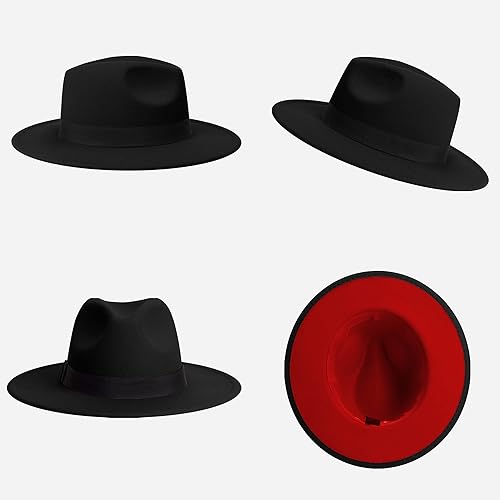 Miniatura 4 de Fedora clásica de ala ancha para mujeres y hombres, sombrero de Panamá de fieltro ajustable con banda