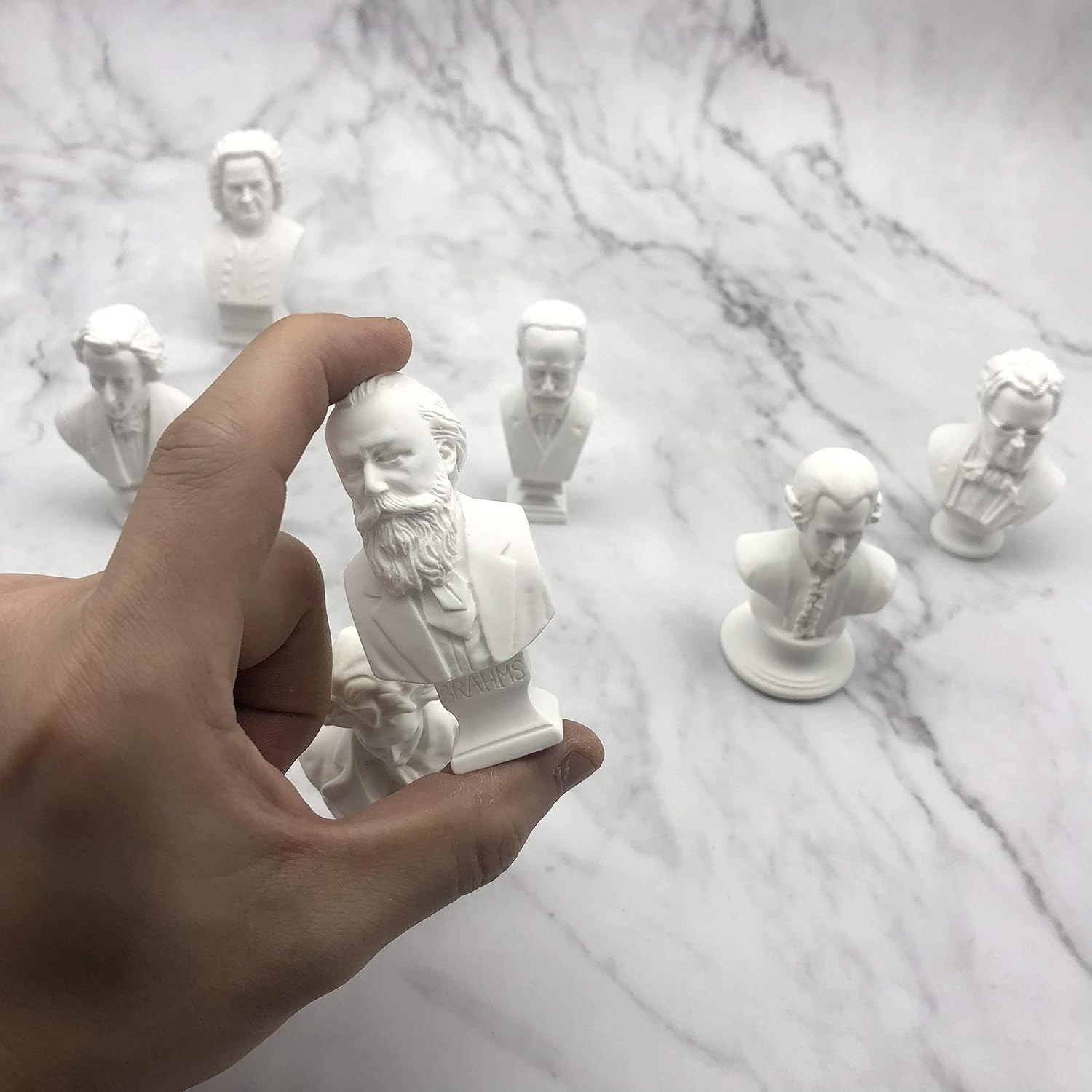 Classic Mini 2.7” Greek Bust,Home Décor Mini Resin Figure Sculpture Beethoven Bust,Music Composers Greek Statues Bust Statue Set Crafts Replica 7 Piece/Set (Musician)
