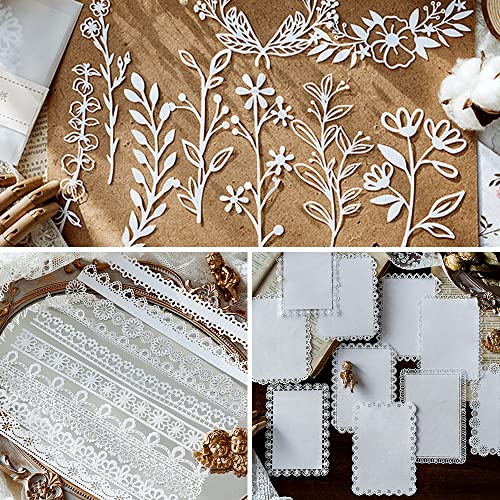 Hostk 50Pcs Washi Scrapbook Stickers Vintage Lace Paper Lace Sticker Pack For Scrapbooking Diy Decoration Crafts Card Making Notebook Photo Frame Album Handmade #TOP6