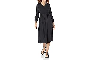 Women's Lightweight Georgette Long Sleeve Plus Size Midi Dress