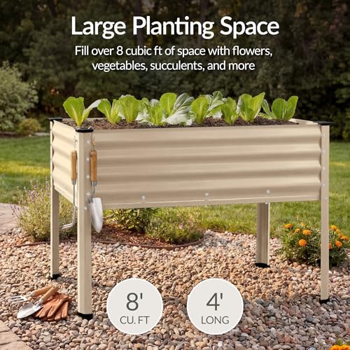 Image of Best Choice Products 48x24x30in Galvanized Raised Garden Bed, Metal Elevated Planter Box, Vegetable Garden for Backyard, Patio, Balcony - Beige
