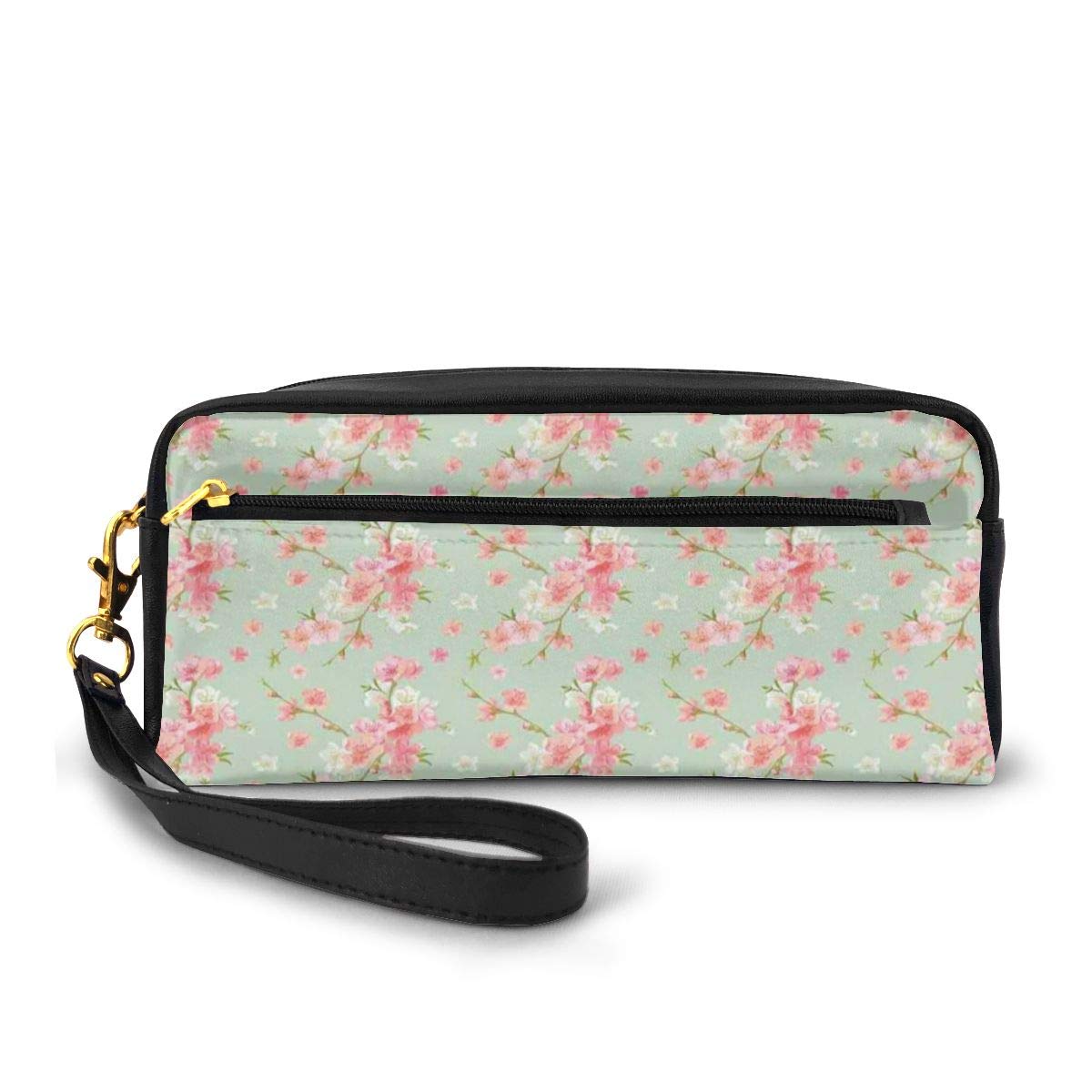 Pencil Case Pen Bag Pouch Stationary,Retro Spring Blossom Flowers with French Garden Florets Garland Artisan Image,Small Makeup Bag Coin Purse