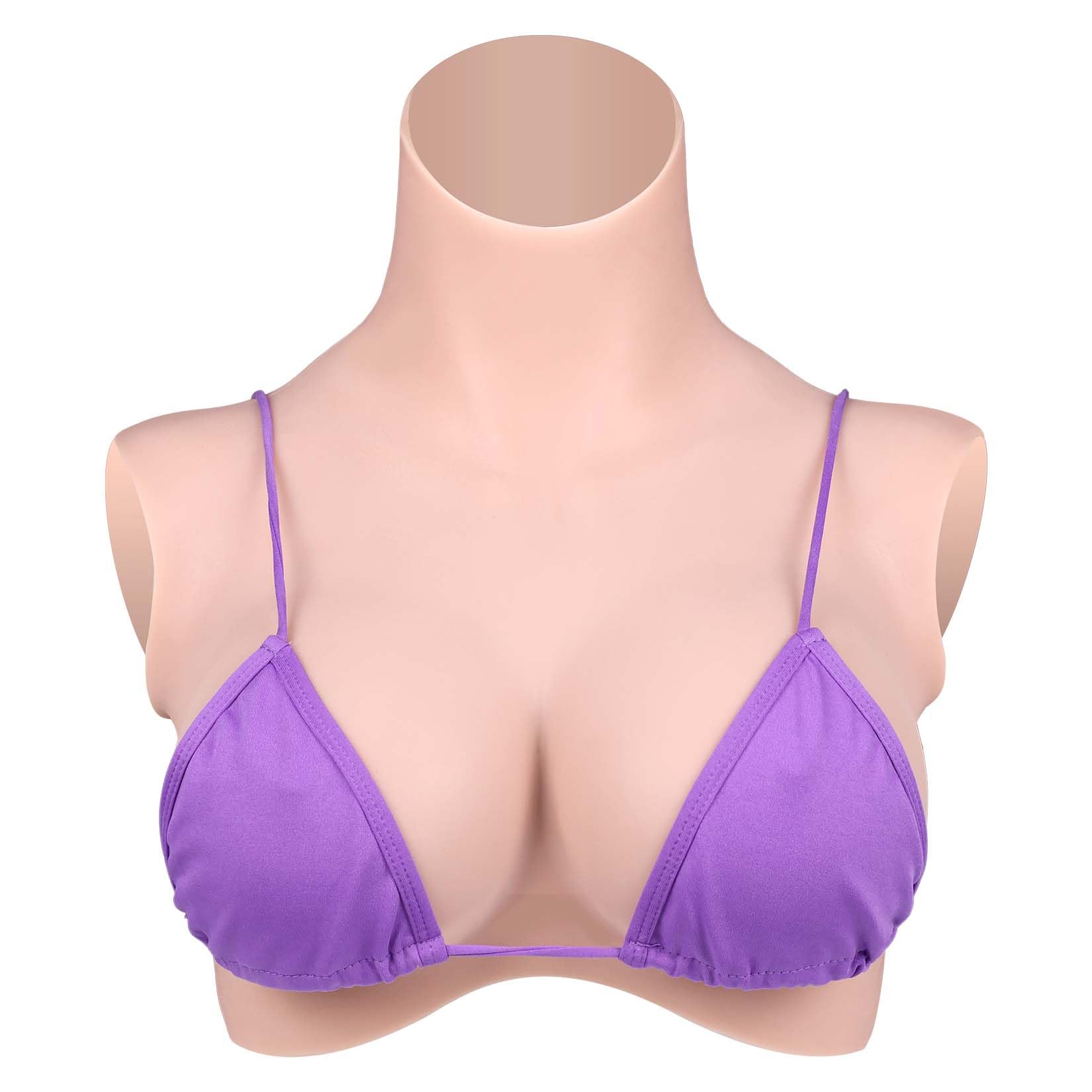 Prótesis Mamaria de Silicona Disfraz Falso Pecho Formas Relleno de Algodón Semi-Cuerpo Realista para Crossdresser, Talla Mastectomía y Cosplay (Piel Clara - Copa E)