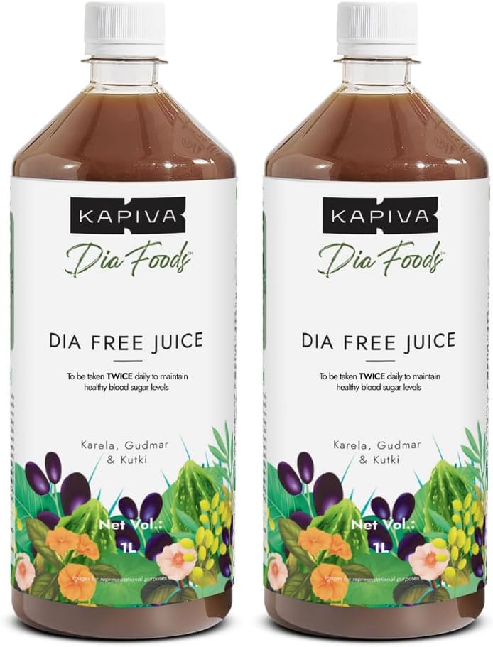 - Dia Free Juice, 1L | Clinically Proven Diabetic care | Amla, Karela, Jamun, Guduchi & 7 More (Pack of 2)