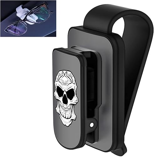 zipelo Soporte de lentes de sol para visera de automóvil, colgador de lentes de metal, soporte con clip para tarjeta de boleto, organizador