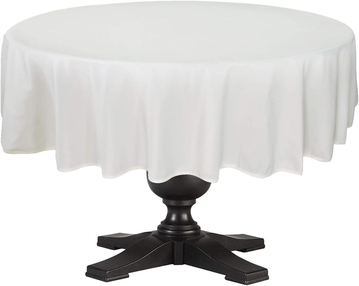 Easy-Going Round Waterproof Tablecloths R70 inch Ivory Spillproof Fabric Tablecloth, Decorative Fabric Table Cover, Great for Buffet Table, Parties, Holiday Dinner, Wedding & More