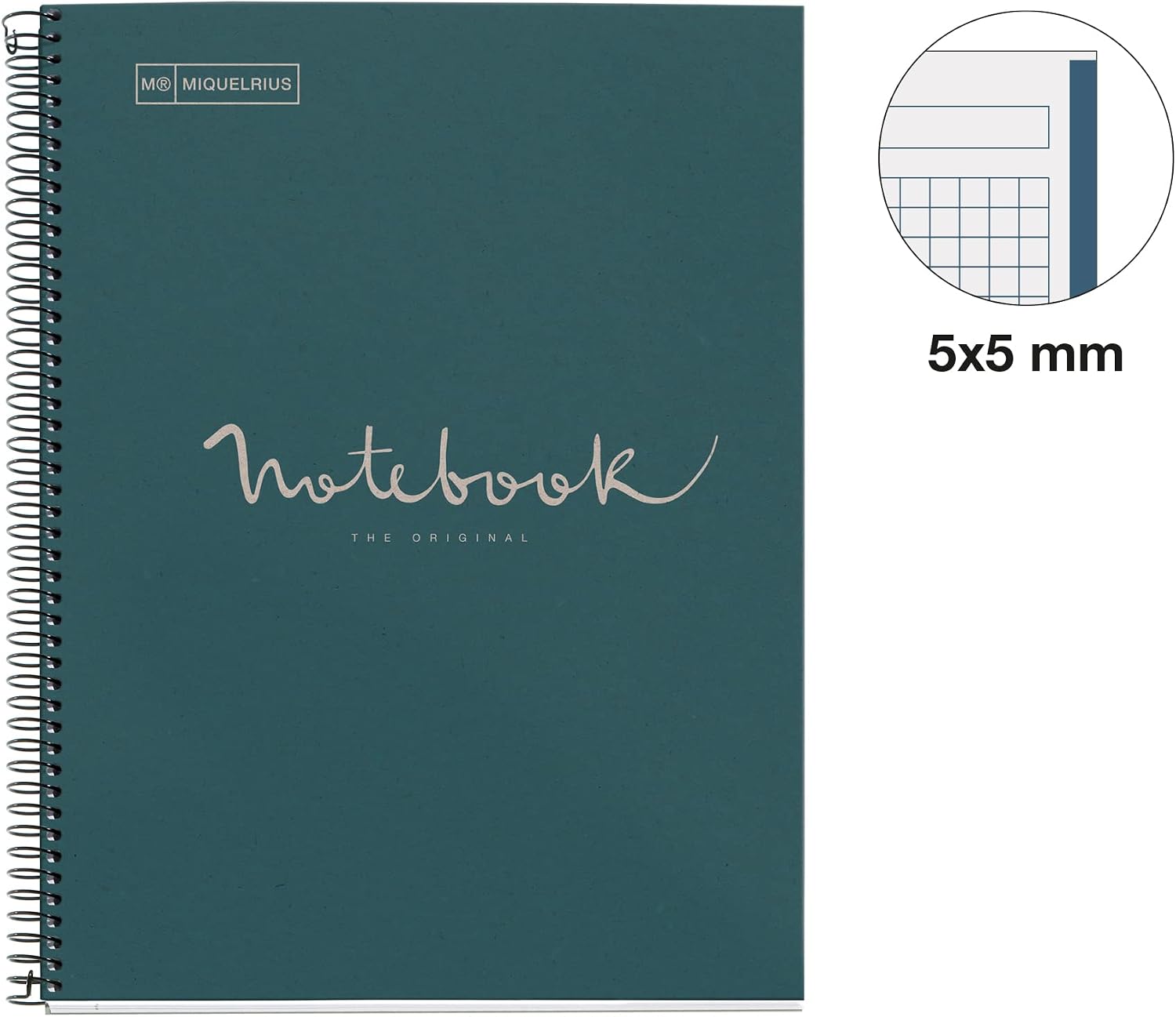 Miquelrius, Recycled notebook A4, 80 sheets of 80 g/m², 5 x 5 mm grid, recycled paper notebook (post-consumer recovery) - Image 3