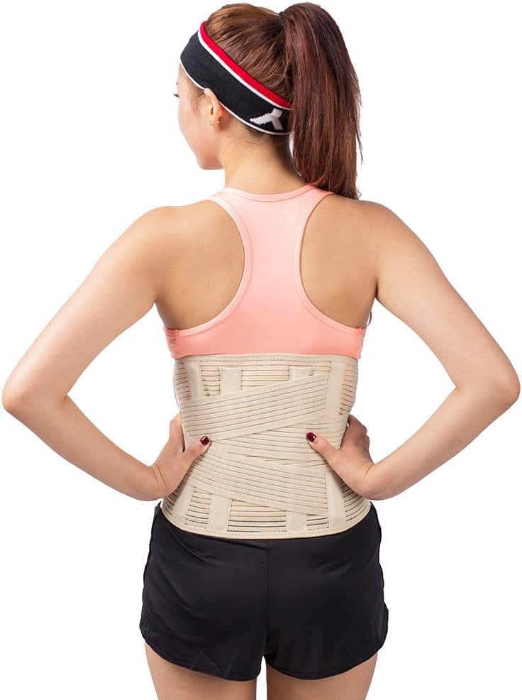 Lumbar Brace Back Spinal Spine Waist Brace Support Belt Corset Stabilizer Cincher Tummy Trimmer Trainer Weight Loss Slimming Body Shaper Abdominal Binder Belly Postpartum Postnatal Band Wrap (L)