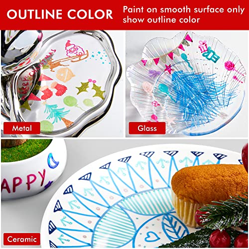 Shuttle Art 28 Pack Double Line Outline Markers, 14 Silver And 14 Gold Colors Squiggles Shimmer Markers Set, Self Outline Metallic Marker Pens For Drawing, Christmas Greeting Card, Diy Crafts #TOP3