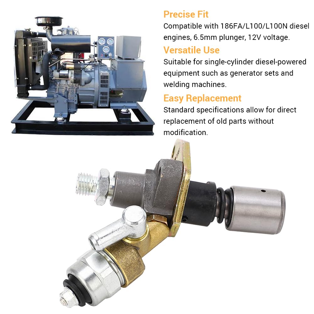Iniettore di Carburante, Pompa di Iniezione del Generatore Diesel Monocilindrico 186Fa L100N 12V con Elettrovalvola Per Servosaldatrice del Gruppo Elettrogeno