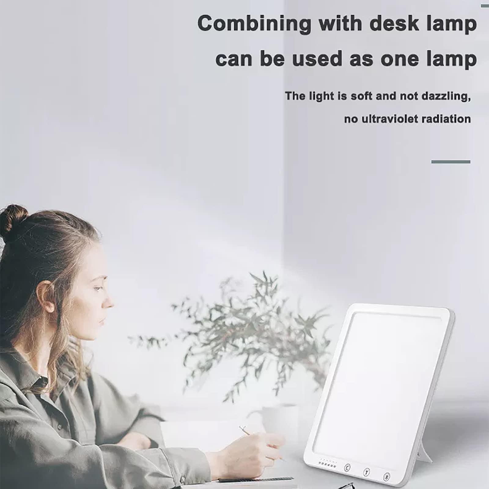 Lampe de luminothérapie, lumière solaire portable de 10 000 Lux avec 6 vitesses de synchronisation intelligente et de gradation en continu, température de couleur de 3 000 K à 6 500 K, pour une éner