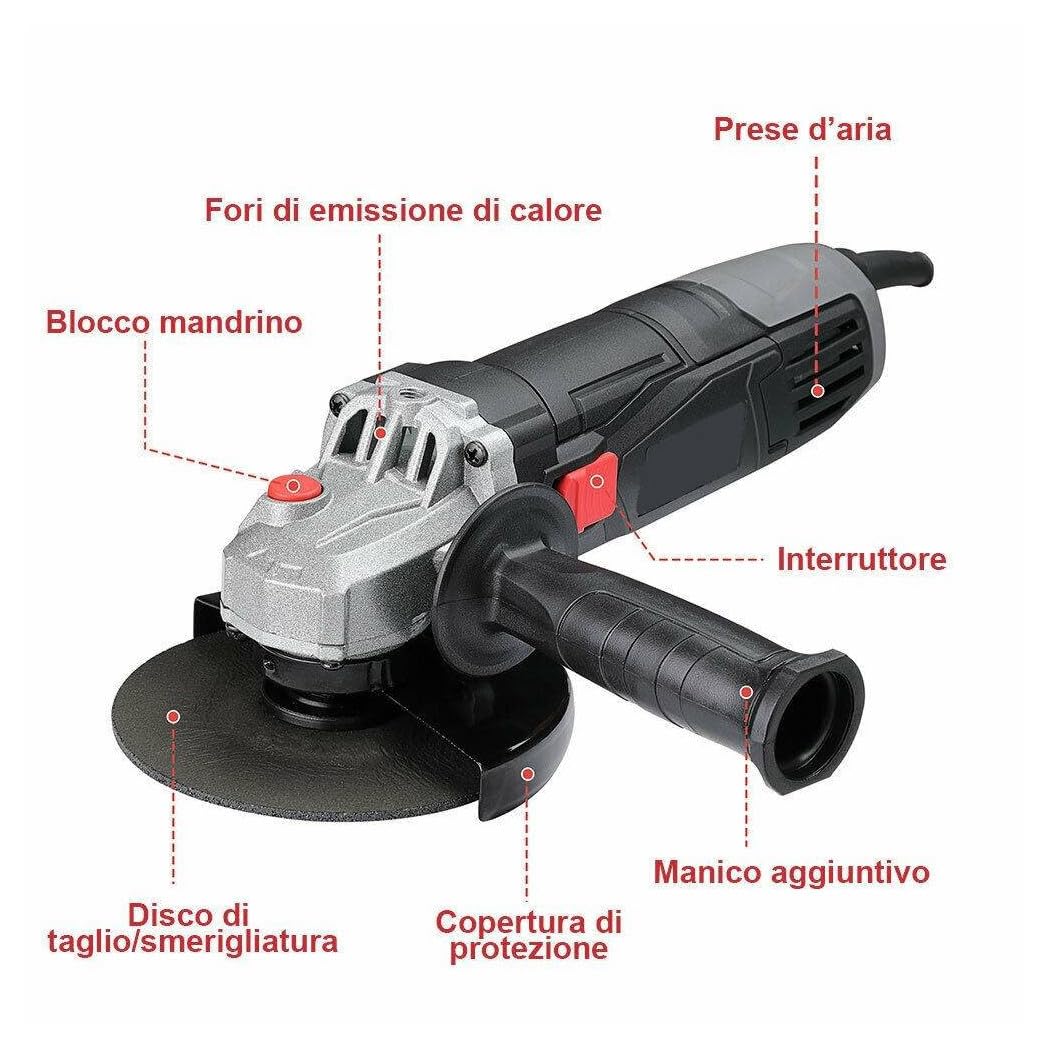 SMERIGLIATRICE ANGOLARE 750W Flex FRULLINO 125MM 6 Dischi E Manico Regolabile - 30864