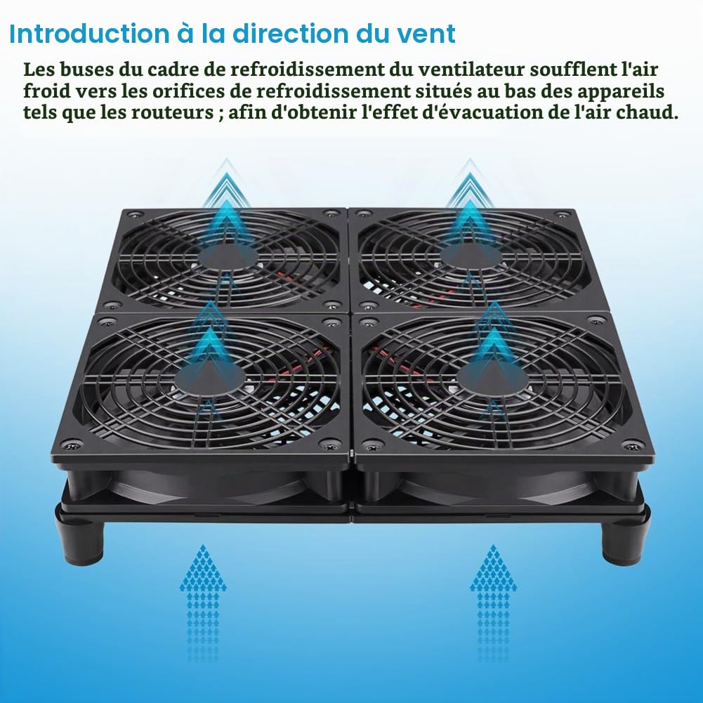 GDSTIME Ventilateur PC 120mm 220V Ventilateur 230V 4 x 120mm Fan 220V à haut débit d'air avec 4V -12V Contrôleur de Vitesse Réglable pour Routeur Laptop Meuble Boîte TV