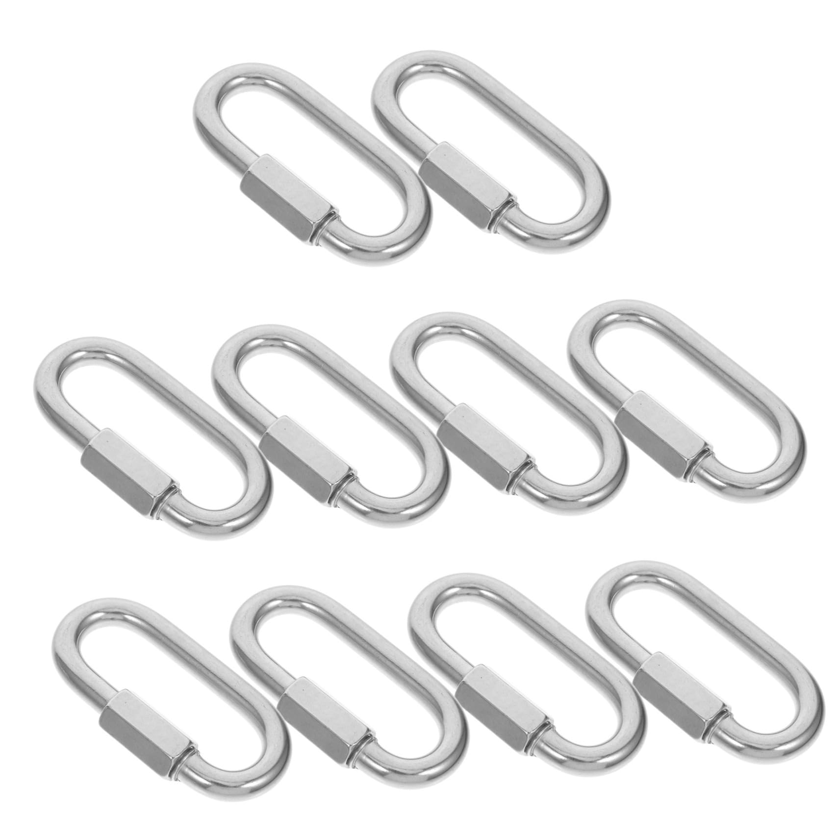 Yardenfun 10piezas Hebilla De Eslabón De Cadena De Seguridad Anillo d De Acero Inoxidable Eslabón De Cadena Ovalado Para Llaveros Accesorios De Camping Uso Exterior