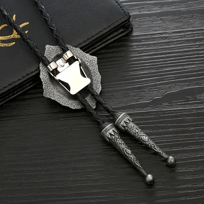 Image of HUABOLA CALYN Native American Bolo tie Rodeo Cowboy Leather Necktie Western Bolo ties for Men Women Necktie for Concert Fans