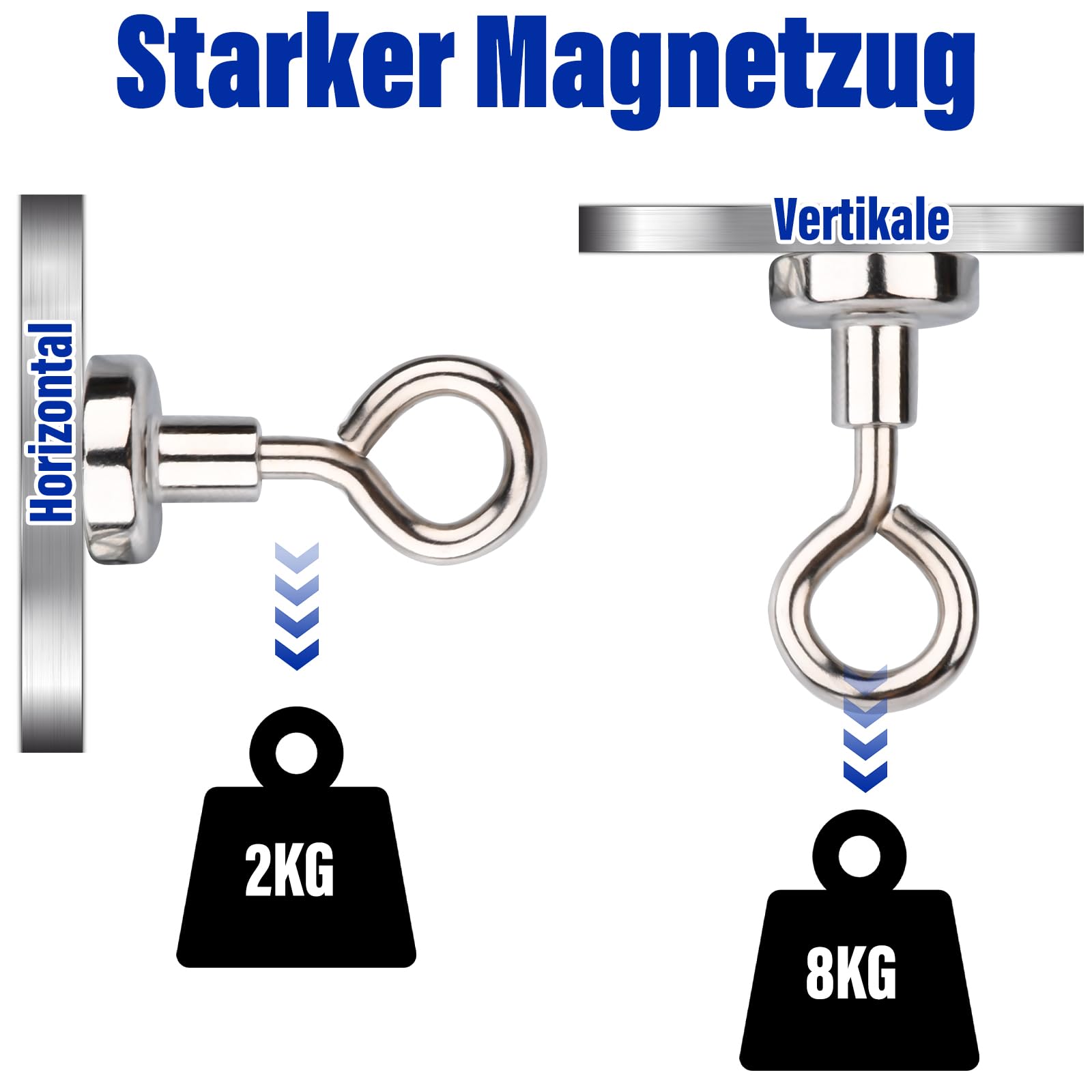 Lot De 8 Crochets Magnétiques Extra Puissants En Néodyme 16