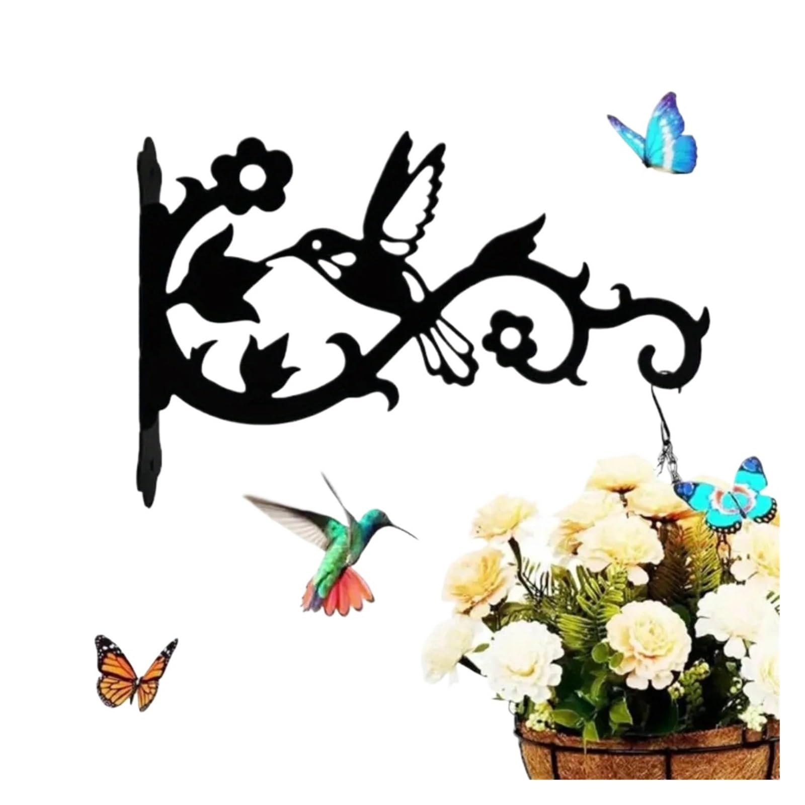 YUPLIODSX Hanging Basket Bracket 1PC Elegant Iron Wall Hook Bird & Flower Plant Hanger for Garden Balcony Decor