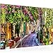 Produktbild Runa Art Blumen Toskana Bild Wandbilder Wohnzimmer XXL Bunt Italienische Gasse 120 x 80 cm 3 Teilig 607731a