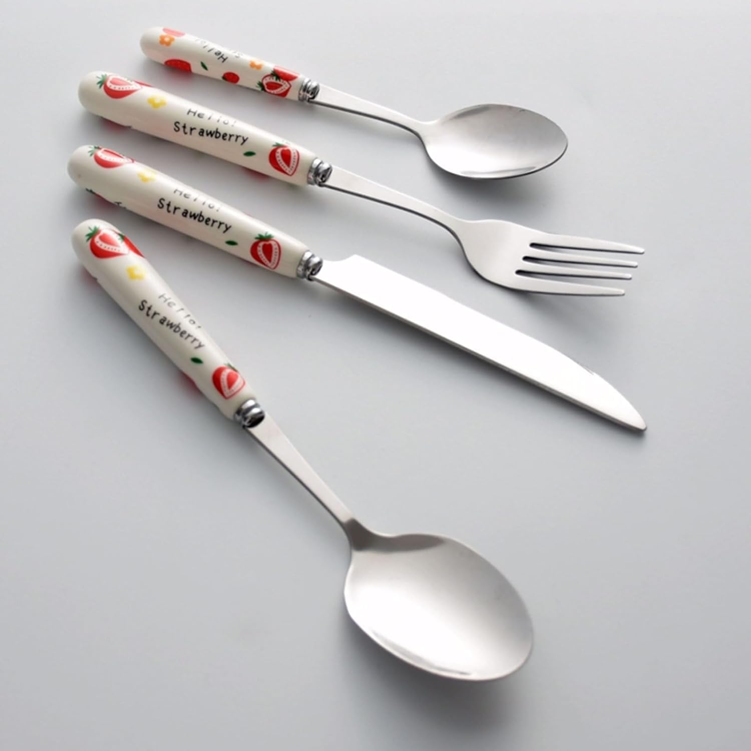 Ensemble de Couverts 2/4 pièces, Couteau, Fourchette, cuillère, Manche en céramique, Service de Table, fourchettes à dîner en Acier Inoxydable, Service d'argenterie Poli Miroir