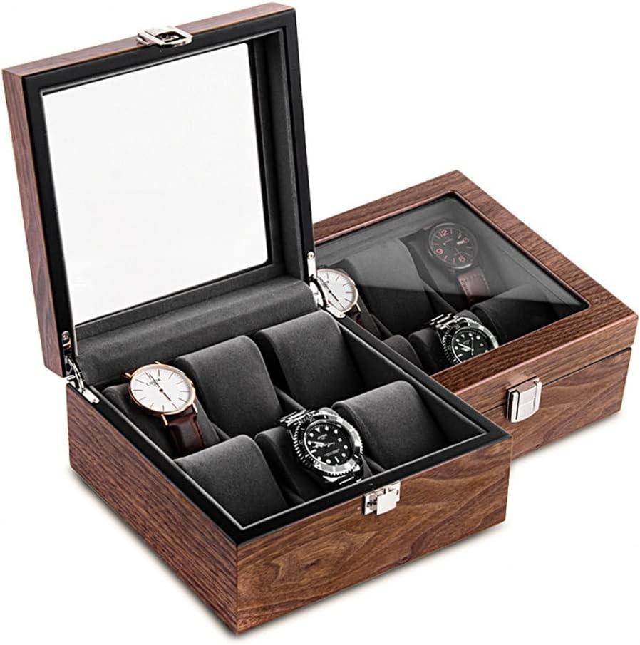 Watch Storage Box Walnut Wooden Watch Box Organizer for Men Brown Mechanical Watch Bracelet Collection Box Case Gift(D)