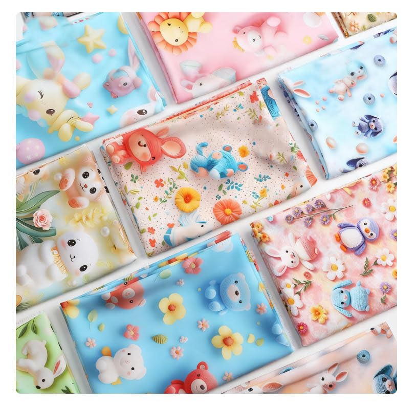Baumwollstoff Meterware Kinder weihnachtsstoffe mit 3D Tiere Bunt weich & hautfreundlich Kinderstoff elastisch Stoff für Kleidung Bettwäsche Kissen 143cm breit 3D-Hase rosa 5 Meter