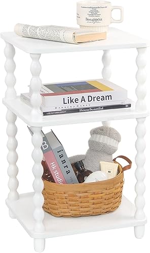 Miniatura 1 de Mesa auxiliar, mesa auxiliar pequeña con estante abierto de 3 niveles, mesita de noche moderna para sala de estar, dormitorio, oficina y espacios