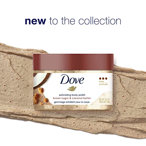 Dove Exfoliating Body Polish Scrub for Dry Skin with Brown Sugar & Coconut Butter, Gently Exfoliates and Moisturizes for Instant Soft & Smooth Skin, Naturally Derived Ingredients, Sulfate-Free, Coconut Scent, 298g - Image 6