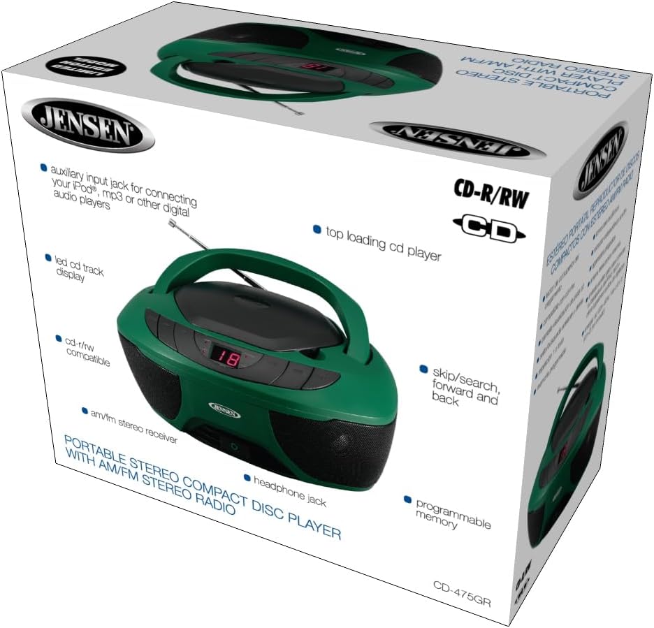 Jensen CD-475 Portable Sport Stereo Boombox(Green)