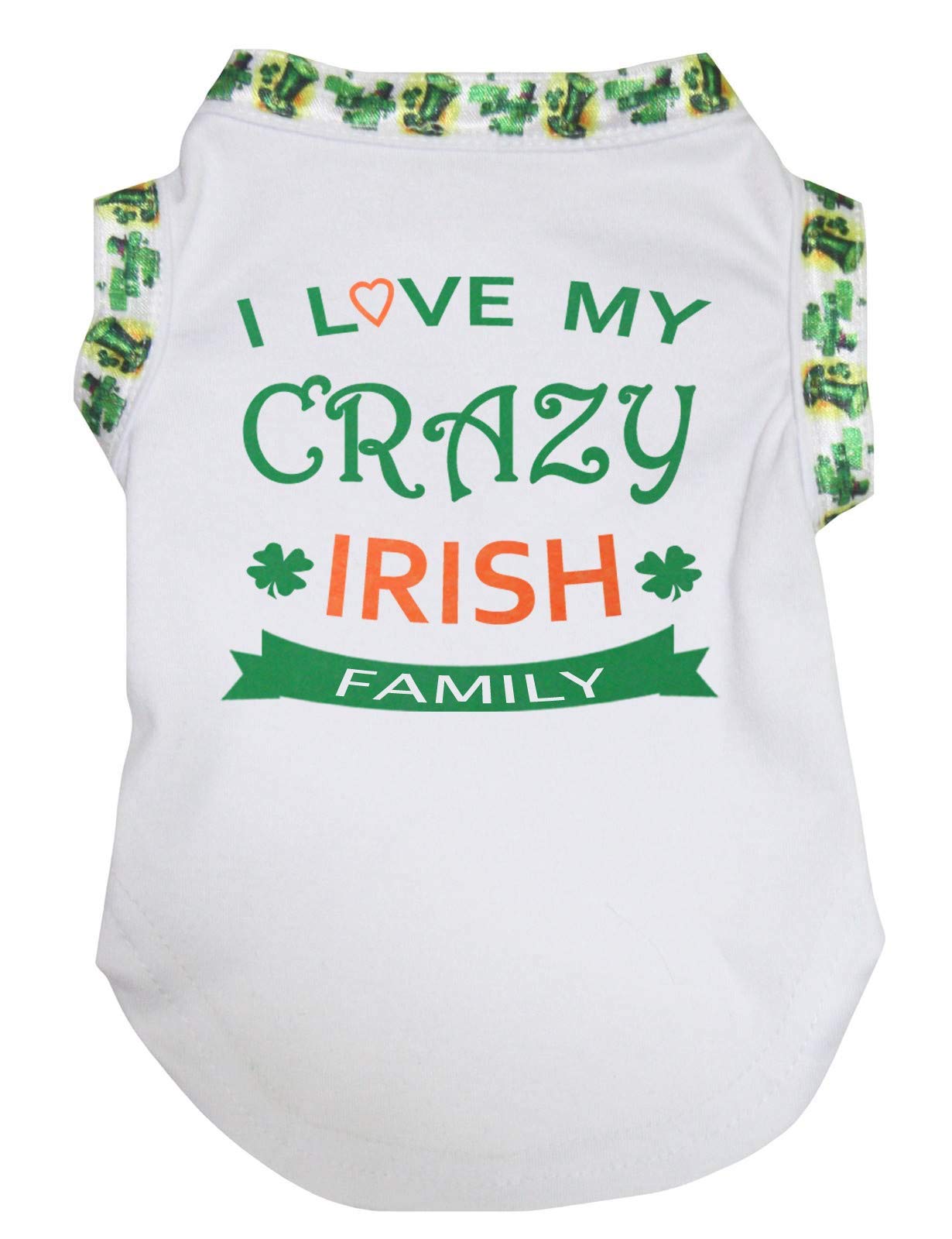 T-shirt pour chien blanc XL I Love My Crazy Irish Family en coton confortable