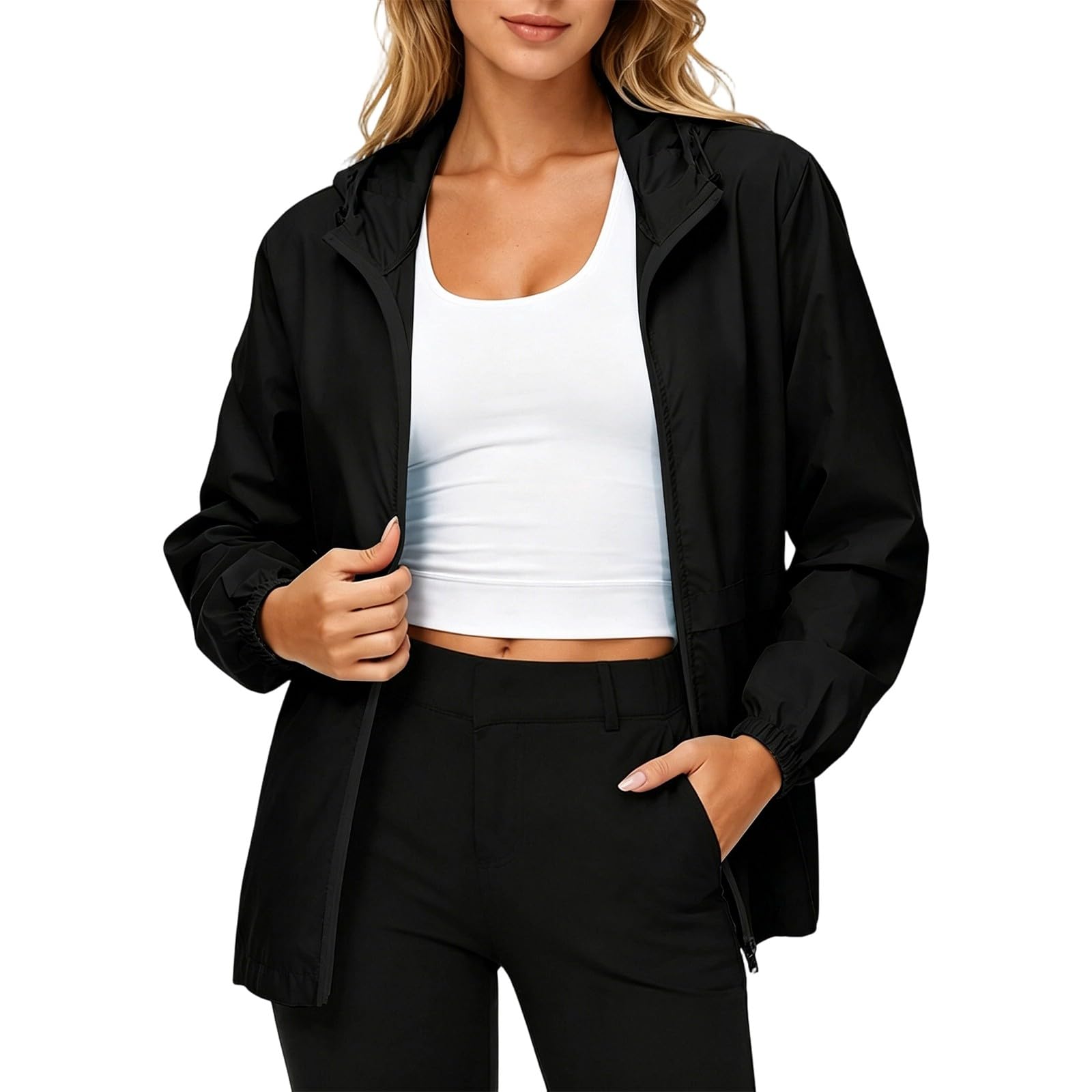 Chaqueta funcional ligera para mujer, cortavientos transpirable de entretiempo 8