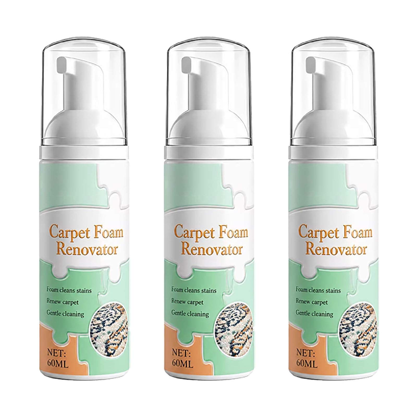 Wasserloser Teppichreiniger, wasserloser Teppichfleckenentferner mit Handtuch, kein Nachspülen erforderlich, Tiefenreinigung von Flecken und Verschmutzungen (3pcs)