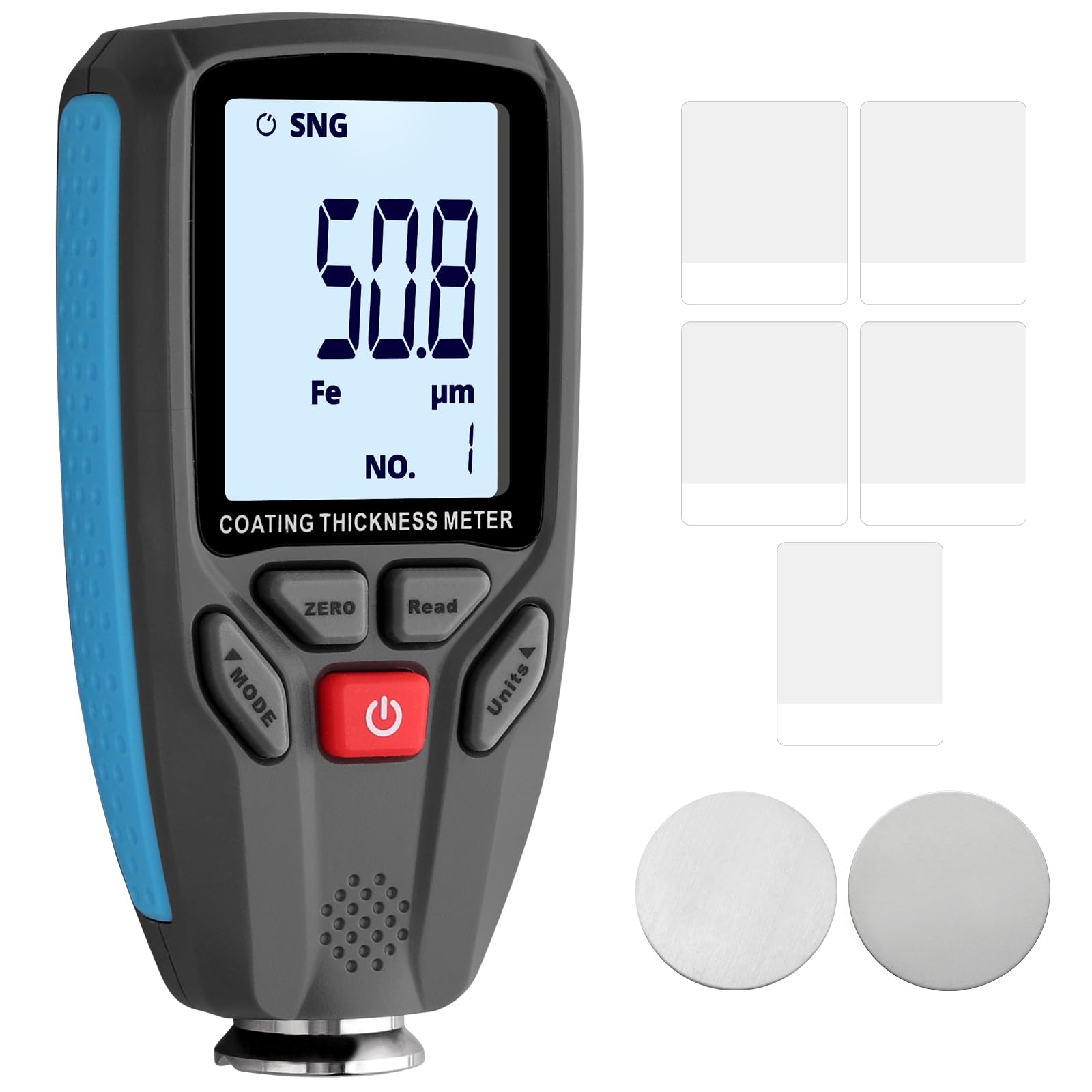 ALLmeterPortable Automotive Paint Thickness Gauge — Dual-Mode (Auto Fe/Al Detect),Non-Destructive Coating Thickness Meter for Cars,Boats & Metal Large Backlit LCD,Data Hold,Calibration Function,CE