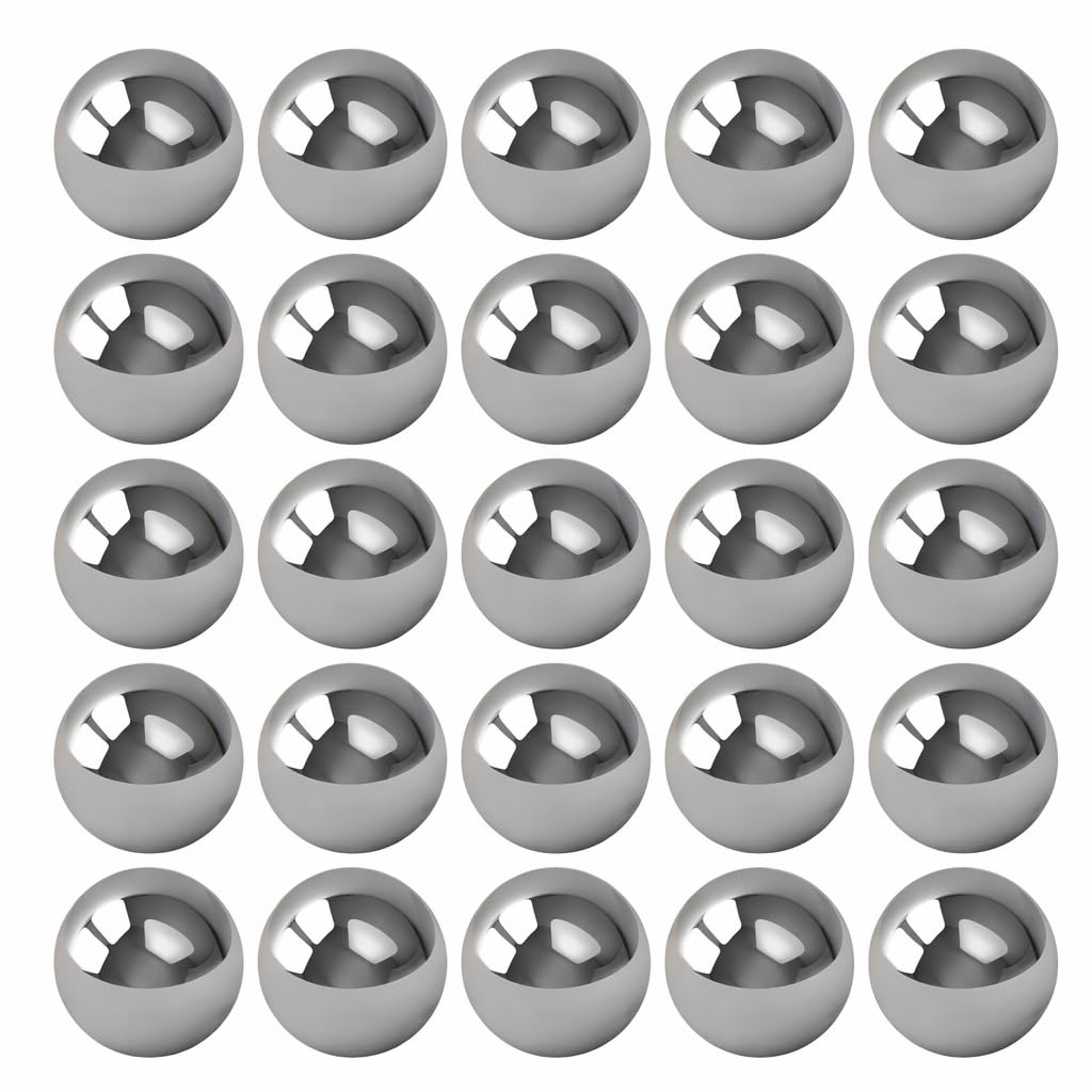 BC Precision 1/2” Chrome Steel Bearing Balls G25 (0.50”), AISI 52100, Precision Hardened Steel Balls for Bearings & Industrial Applications – 25 Pack